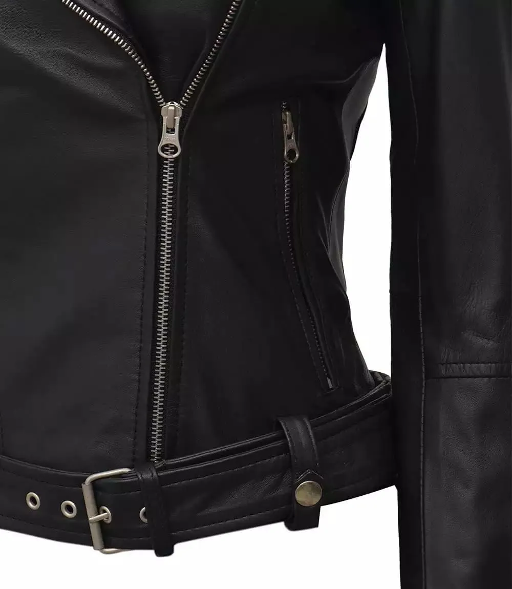 Blingsoul Asymmetrical Lambskin Leather Jacket Women - Stylish Womens Leather Jackets