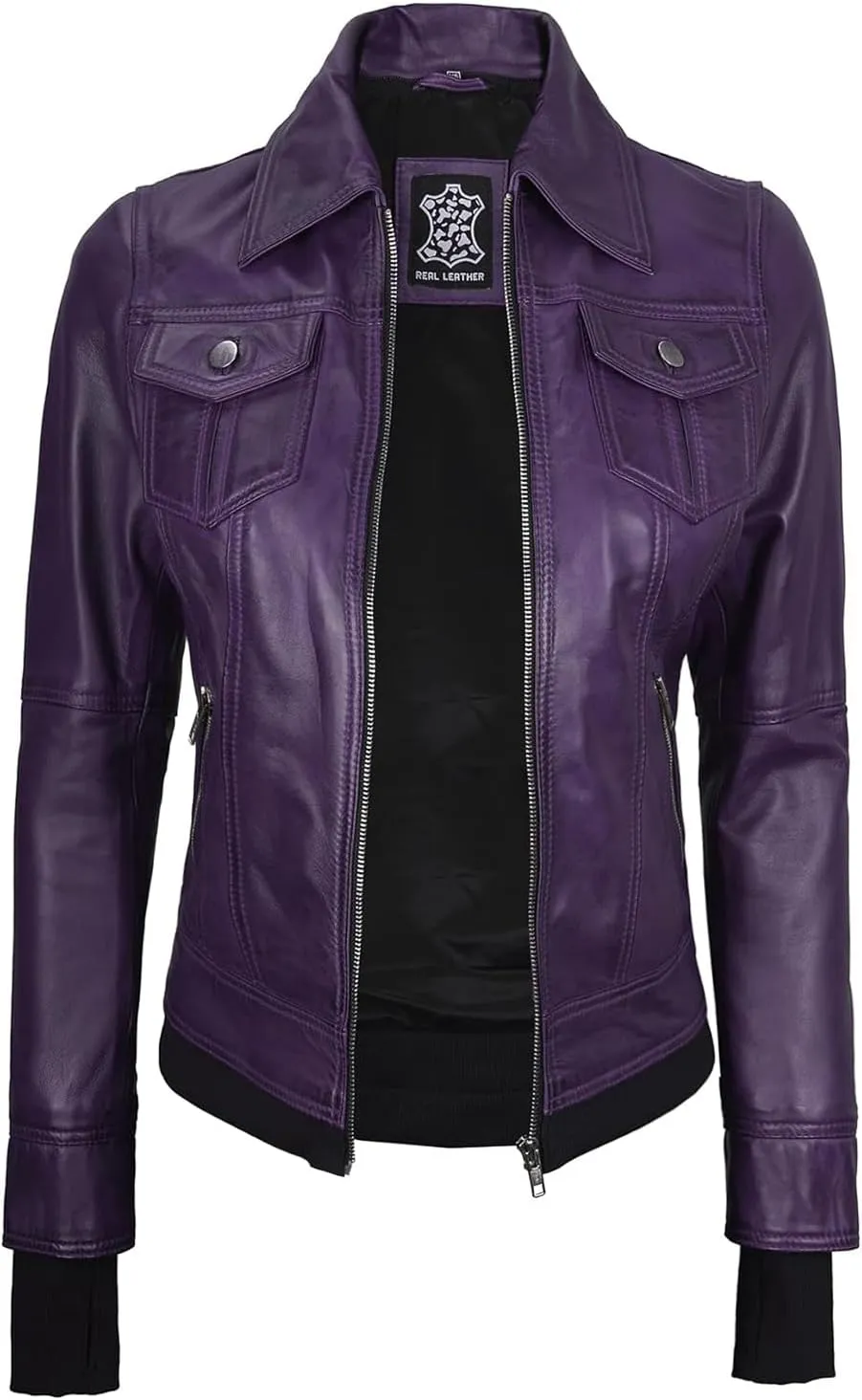 Blingsoul Leather Bomber Jacket Women - Real Lambskin Womens Leather Jackets with Removable Hood