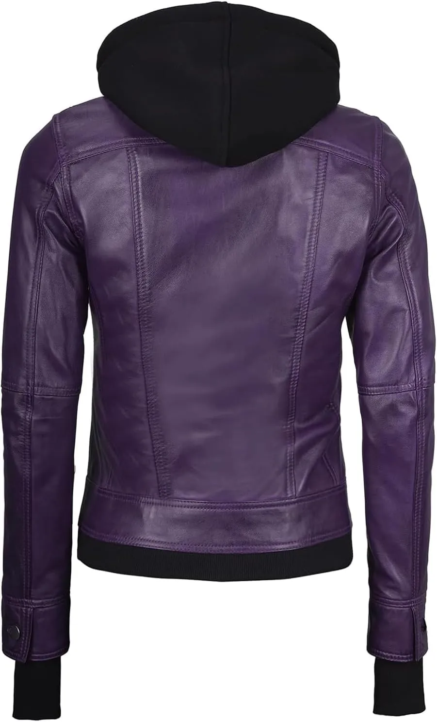 Blingsoul Leather Bomber Jacket Women - Real Lambskin Womens Leather Jackets with Removable Hood