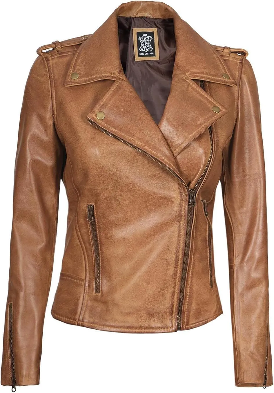 Blingsoul Real Lambskin Leather Jacket Women - Asymmetrical Style Womens Leather Jackets