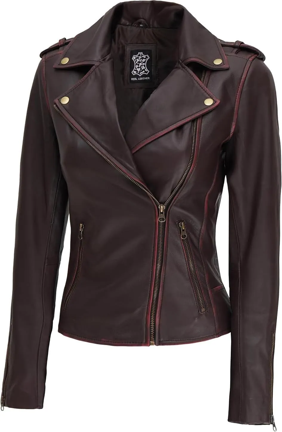 Blingsoul Real Lambskin Leather Jacket Women - Asymmetrical Style Womens Leather Jackets