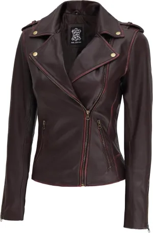 Blingsoul Real Lambskin Leather Jacket Women - Asymmetrical Style Womens Leather Jackets