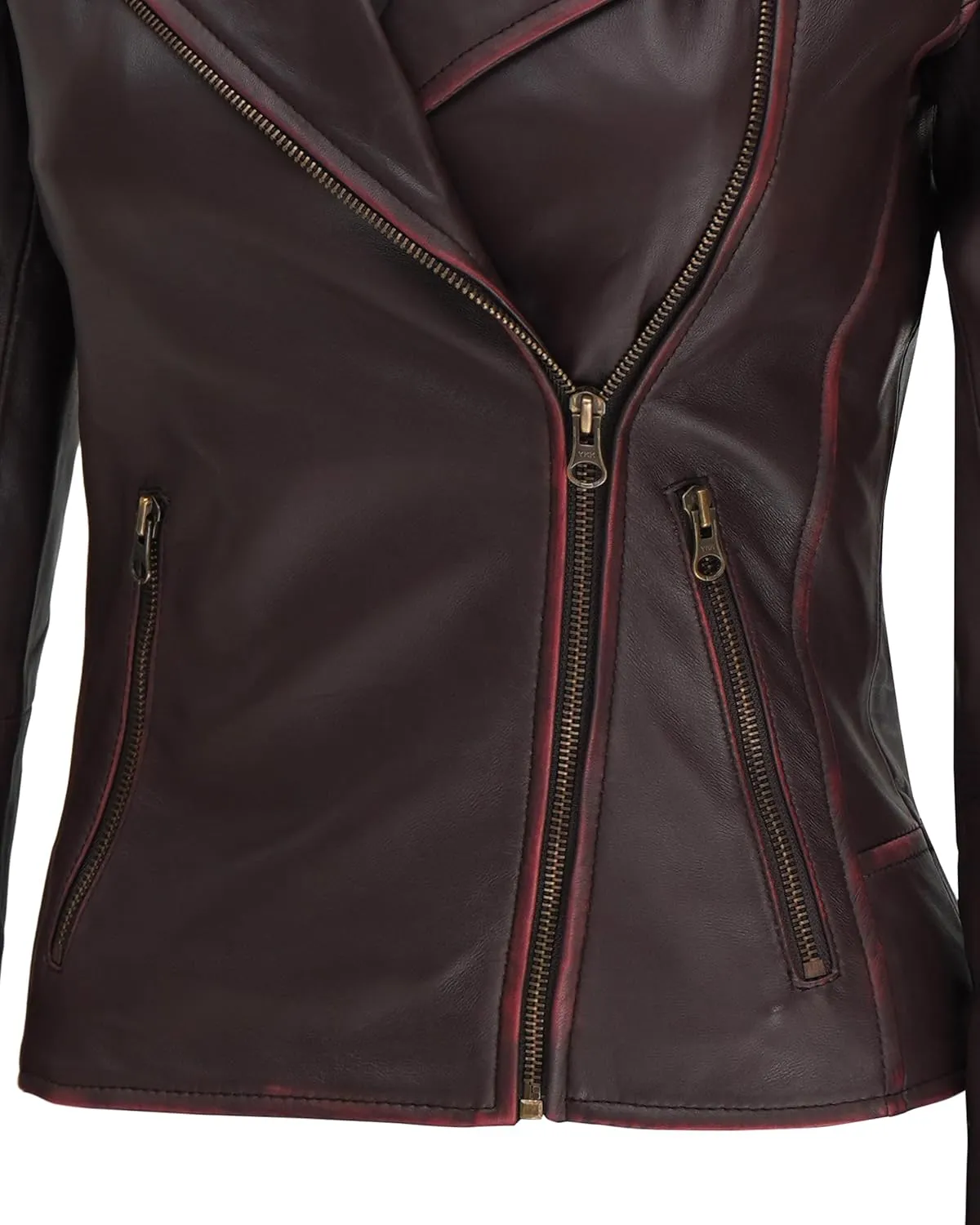 Blingsoul Real Lambskin Leather Jacket Women - Asymmetrical Style Womens Leather Jackets