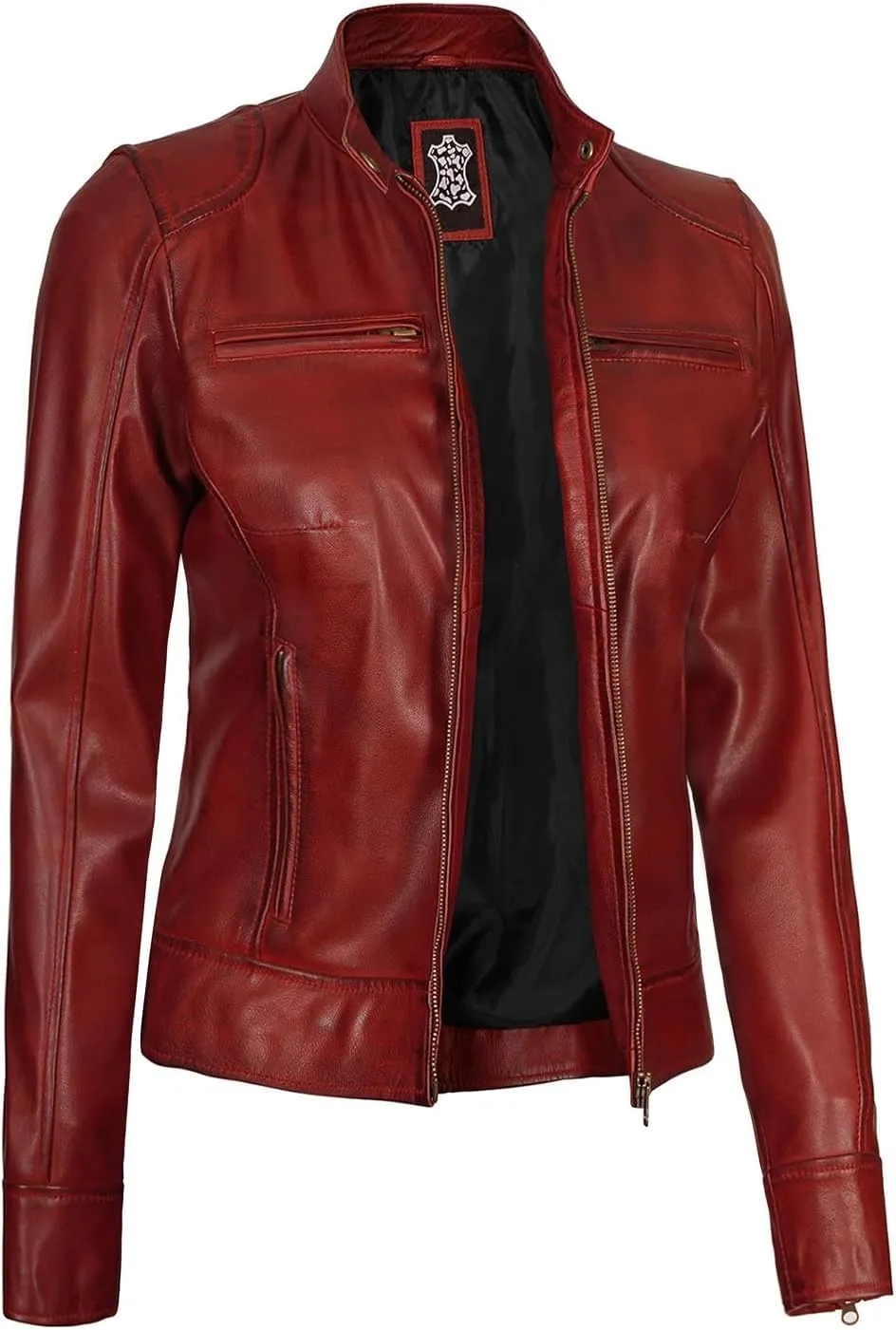 Blingsoul Real Leather Jacket Women - Cafe Racer Style Womens Leather Jackets
