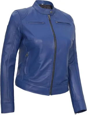 Blingsoul Real Leather Jacket Women - Cafe Racer Style Womens Leather Jackets