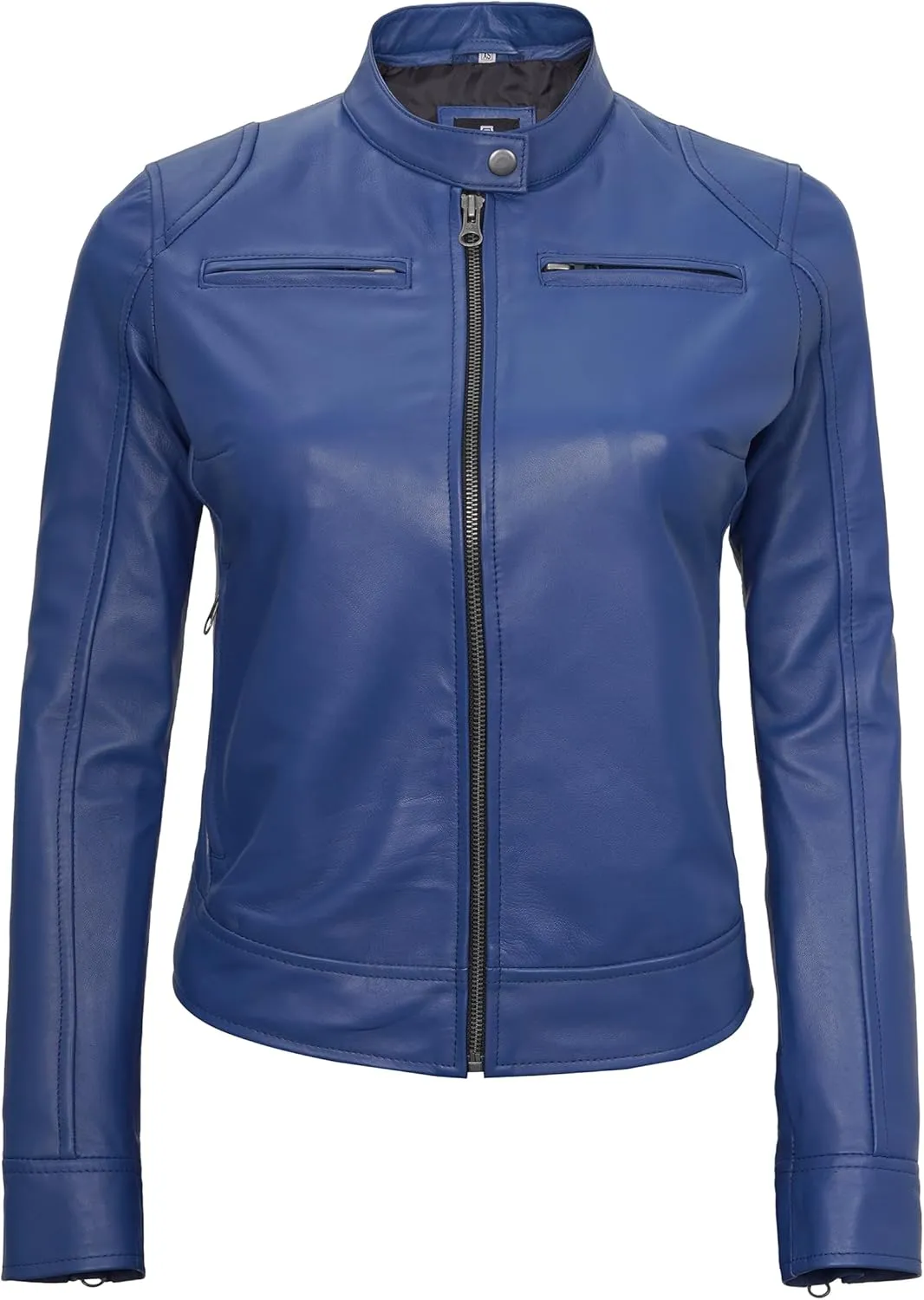 Blingsoul Real Leather Jacket Women - Cafe Racer Style Womens Leather Jackets