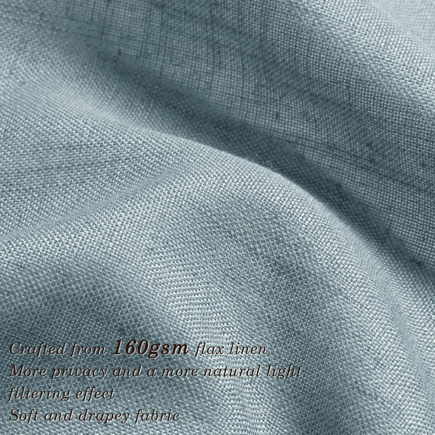 Blue Linen Curtains 84 Inch Length 2 Panels for Living Room Bedroom, Light Filtering Sheer Curtains 84 Inches, Elegant Modern Grommet Semi Sheer Soft Privacy Drapes