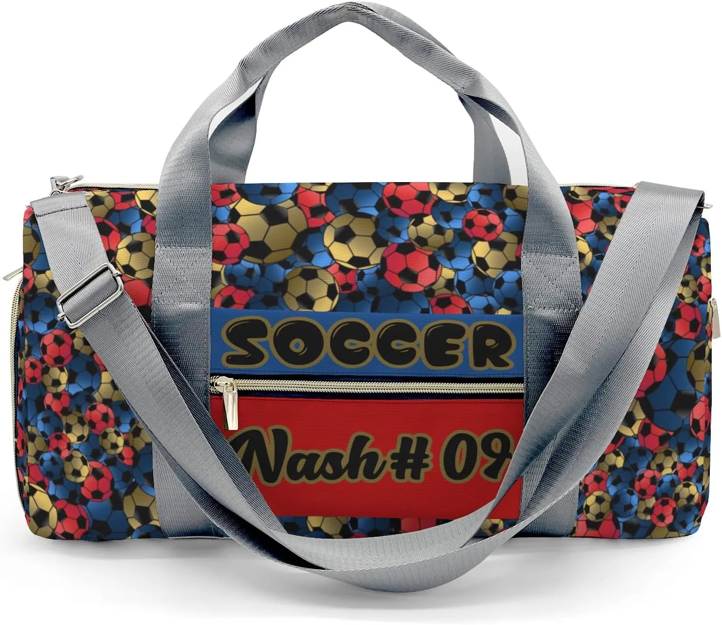 Blue Red Gold Soccer Customized Duffel Bags Weekender Overnight Bag Travel Bag Personalized Gift Gym Bags School Bag