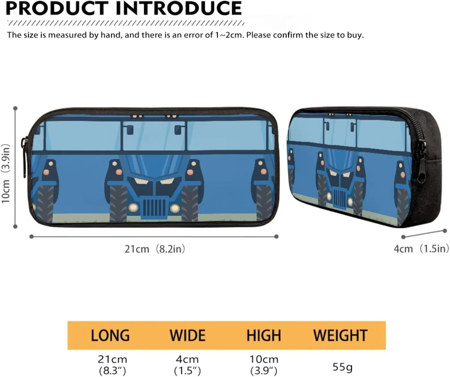 Blue School Bus 3 in 1 School Backpack Set with Side Bottle Mesh Pockets Portable Large Capacity Pencil Case Insulated Lunchbox Fashion School Bag Book Organizer for Girls Boys 6-12