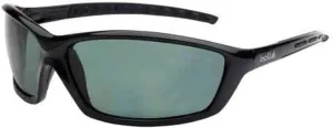 Bollé Safety 253-SS-40065 Solis Safety Eyewear with Shiny Black Nylon   TPR/Polycarbonate Full Frame and Polarized Gray Lens