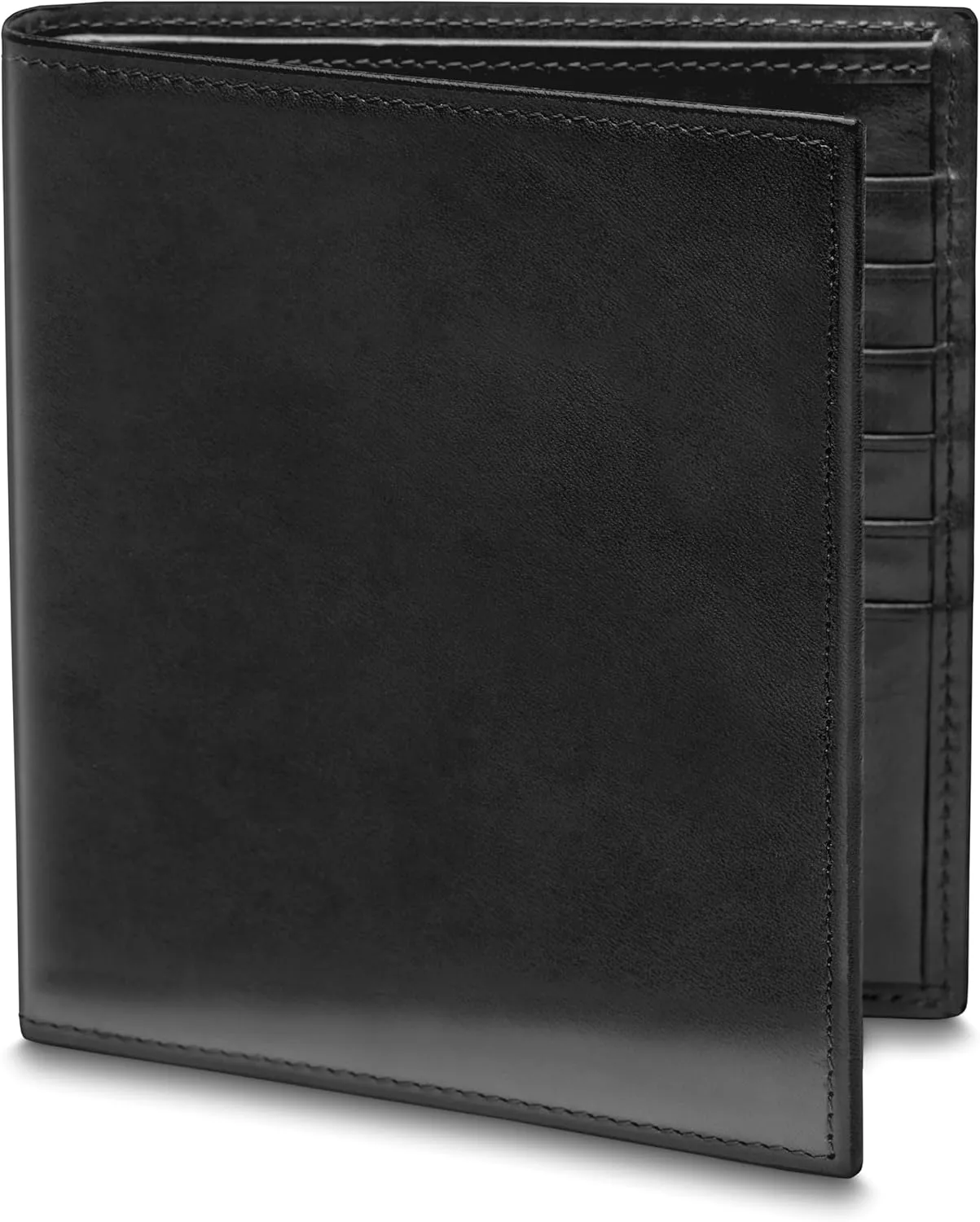 Bosca Men’s Wallet In Old Leather – 12 Pockets Bi-Fold Credit Holder Hand-Stained Full Grain Leather, RFID Blocking Black