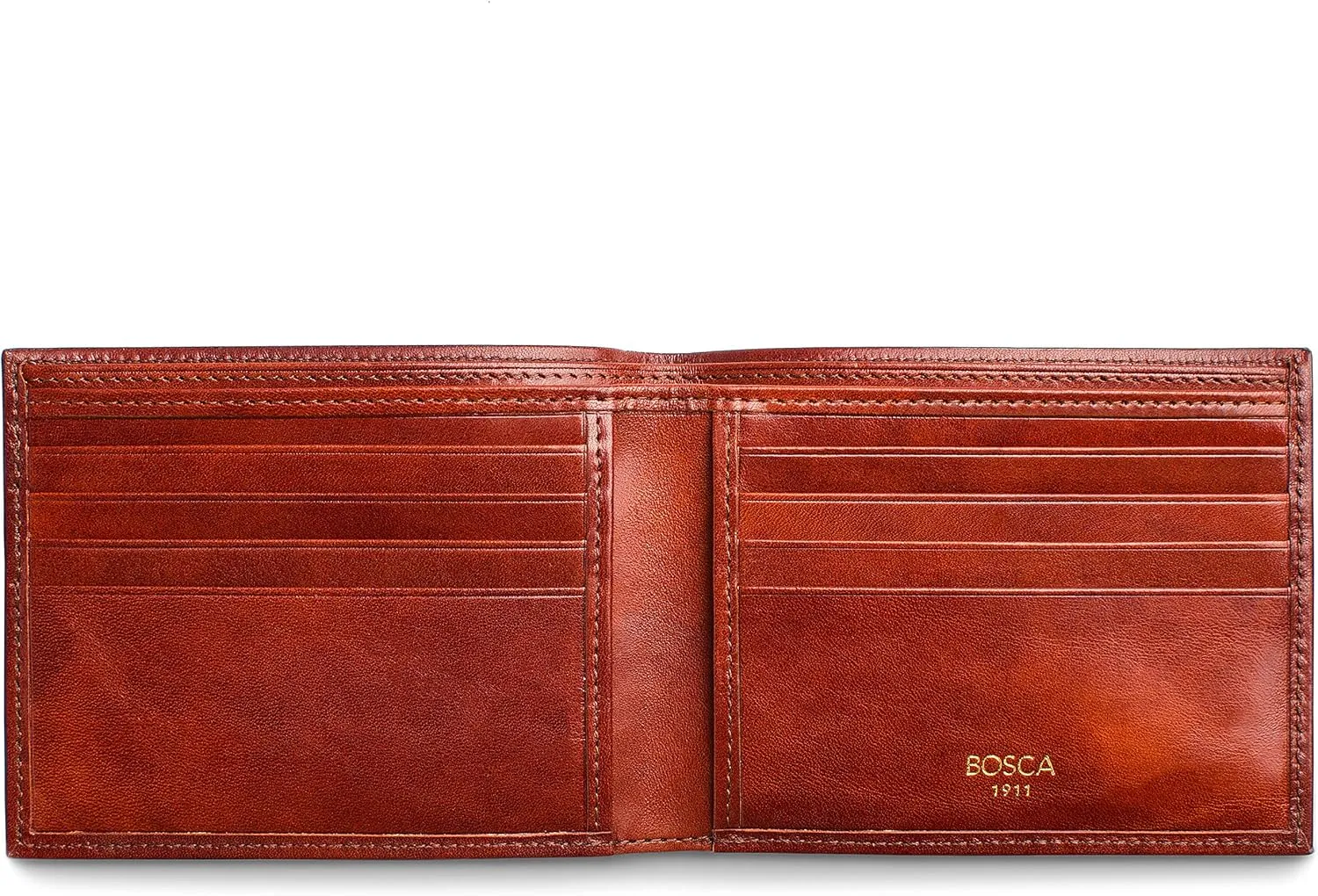 Bosca Men's Wallet, Old Leather 8-Pocket RFID Wallet for Men, Cognac