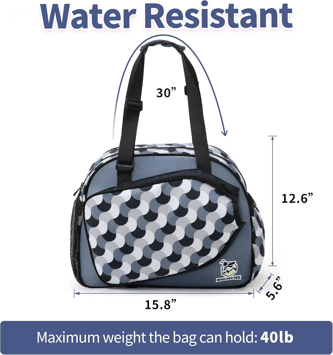 Boulder Bee Pickleball Bags, Premium Pickleball Tote Bag for Girls, Women’s Hand/Shoulder Gym Bag w Water Bottle Holder, with Pickleball Racquet/Paddle Holder
