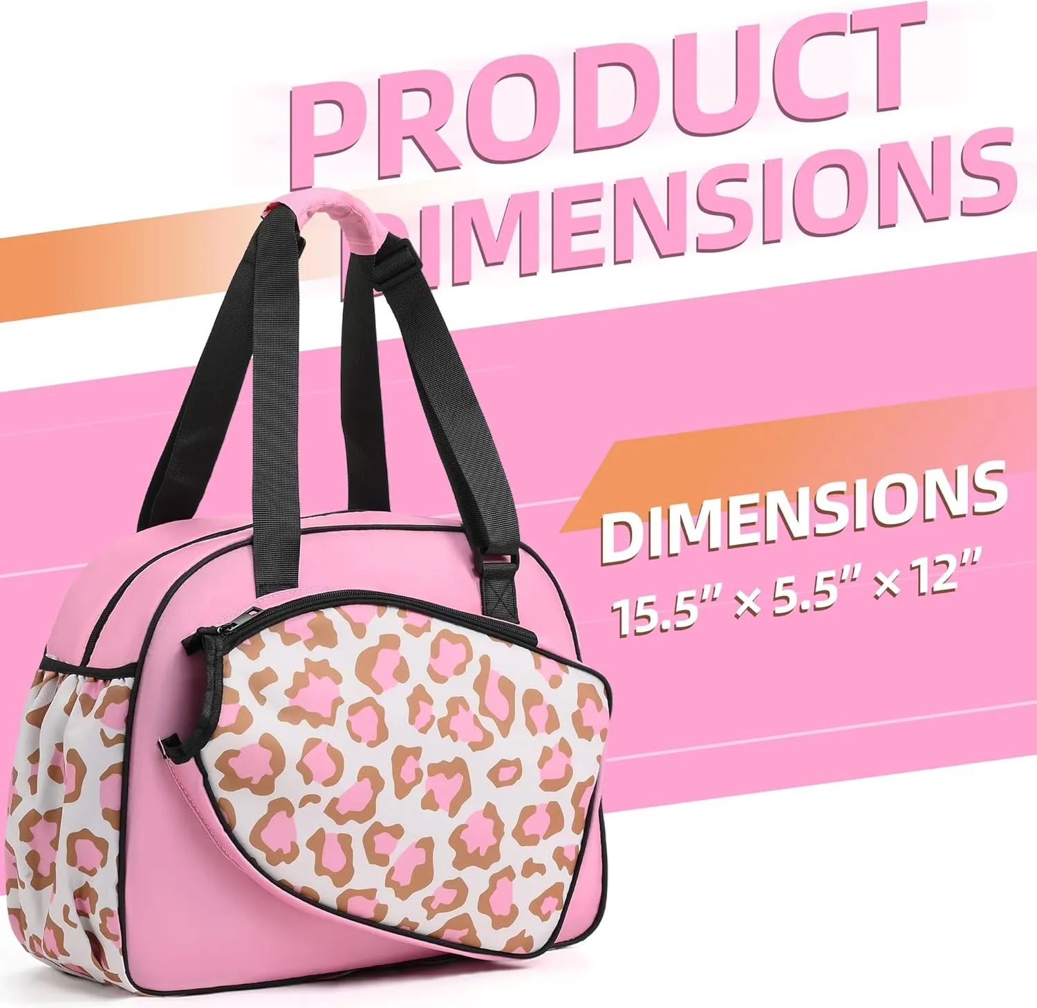 Boulder Bee Pickleball Bags, Premium Pickleball Tote Bag for Girls, Women’s Hand/Shoulder Gym Bag w Water Bottle Holder, with Pickleball Racquet/Paddle Holder