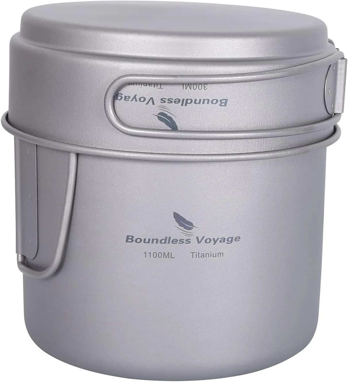 Boundless Voyage Camping Titanium Pot Pan Set with Folding Handles Outdoor Picnic Hiking Bowl Plate Mess Kit Tableware Cookware Ti2053C