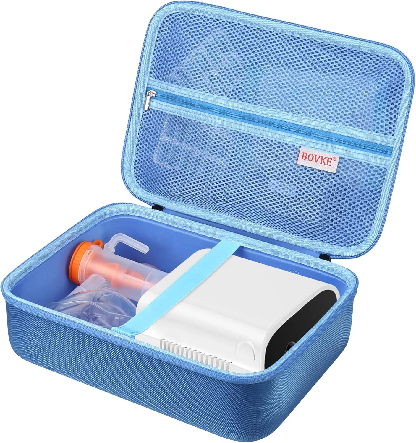 BOVKE Hard Case for Smart Nebulizer for Breathing Problems, Desktop Inhaler Nebulizer for Home Use, Storage Bag for Digital Asthma Nebulizer Machine for Adults and Kids, Space for Masks, Cables, Blue