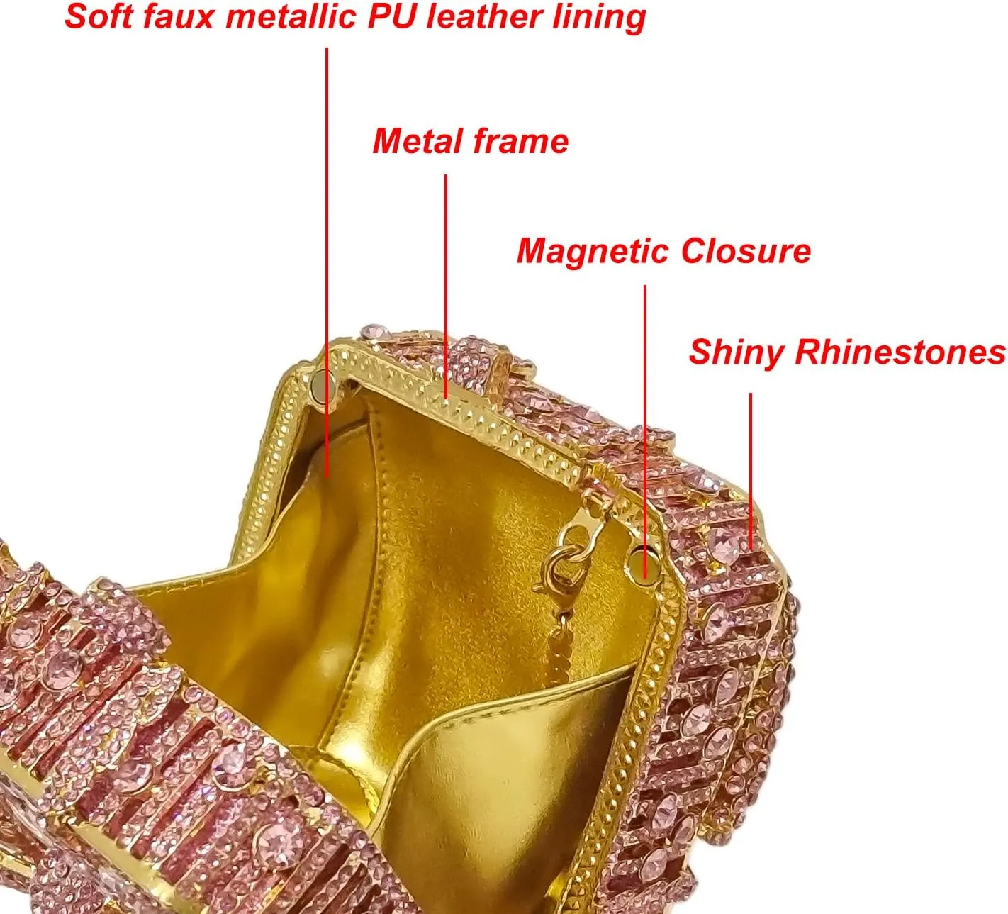 Bowknot Cute Crystal Box Clutch Glitter Evening Bag Women Rhinestone Handbags Purses Party Wedding