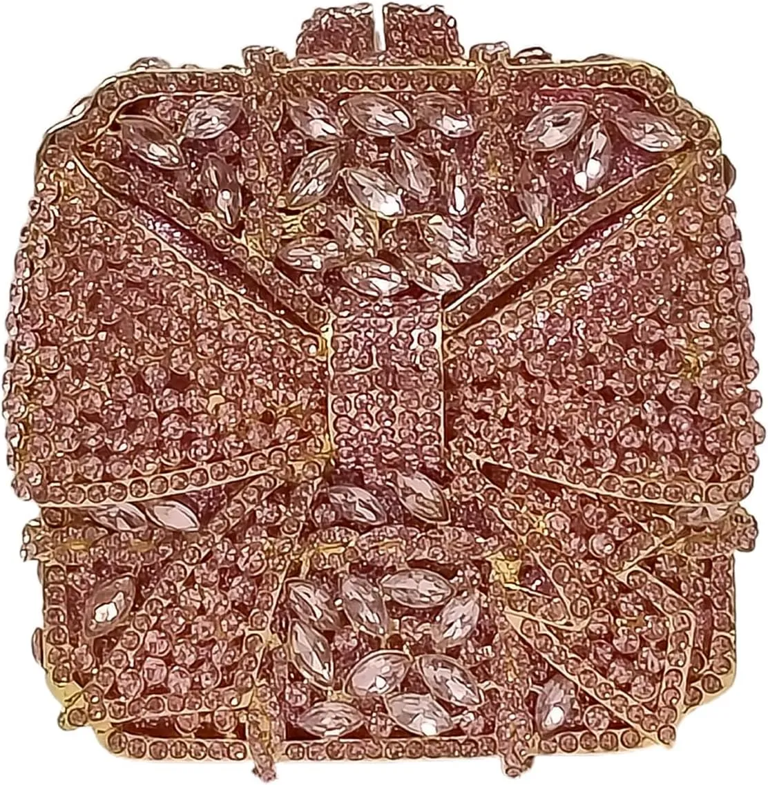 Bowknot Cute Crystal Box Clutch Glitter Evening Bag Women Rhinestone Handbags Purses Party Wedding