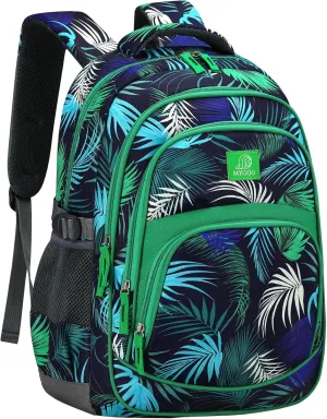 Boys Backpack - 17" Tall, Tropical Design, Durable School Bag for Kids and Teens, Grove Collection, Foliage Green