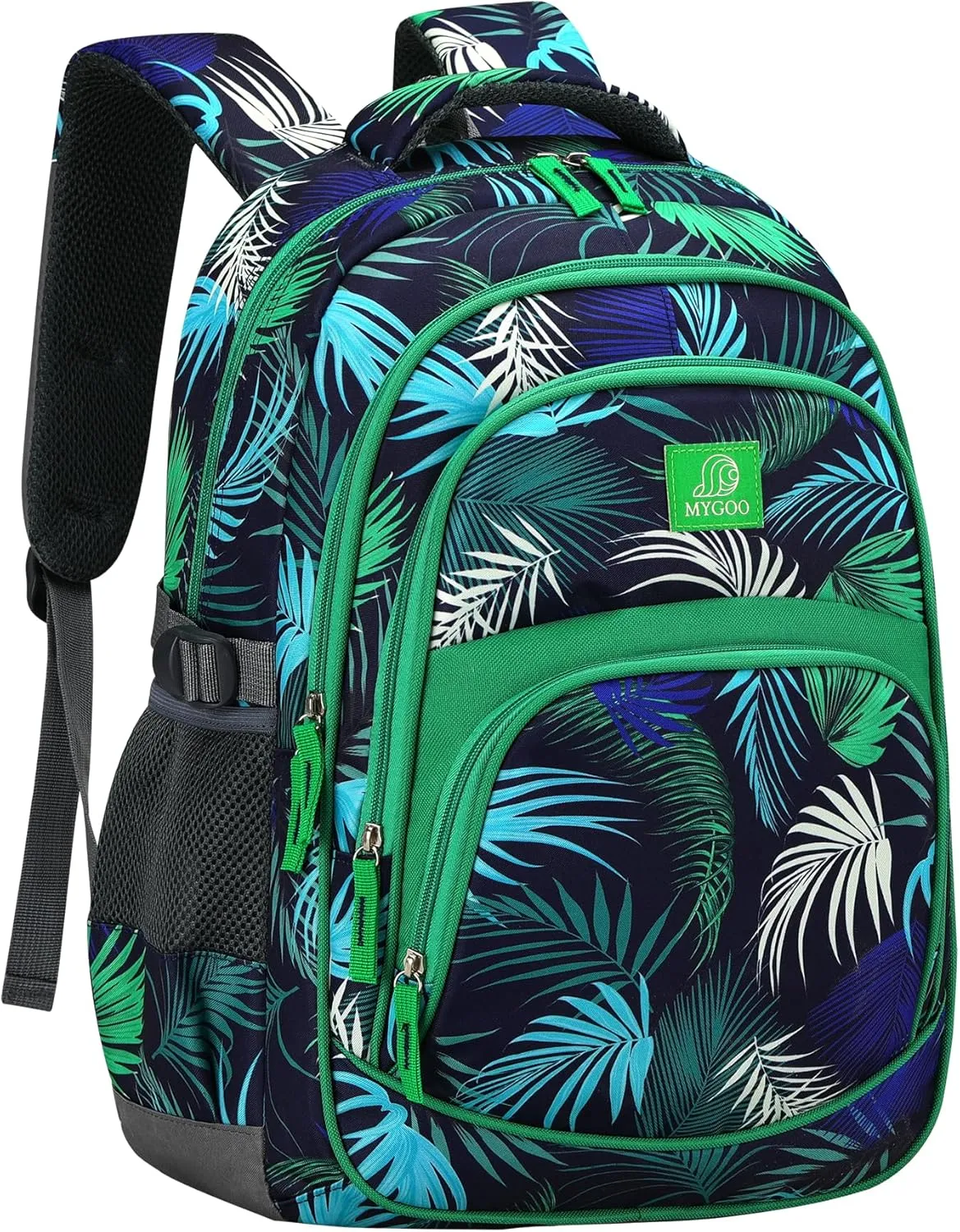 Boys Backpack - 17" Tall, Tropical Design, Durable School Bag for Kids and Teens, Grove Collection, Foliage Green