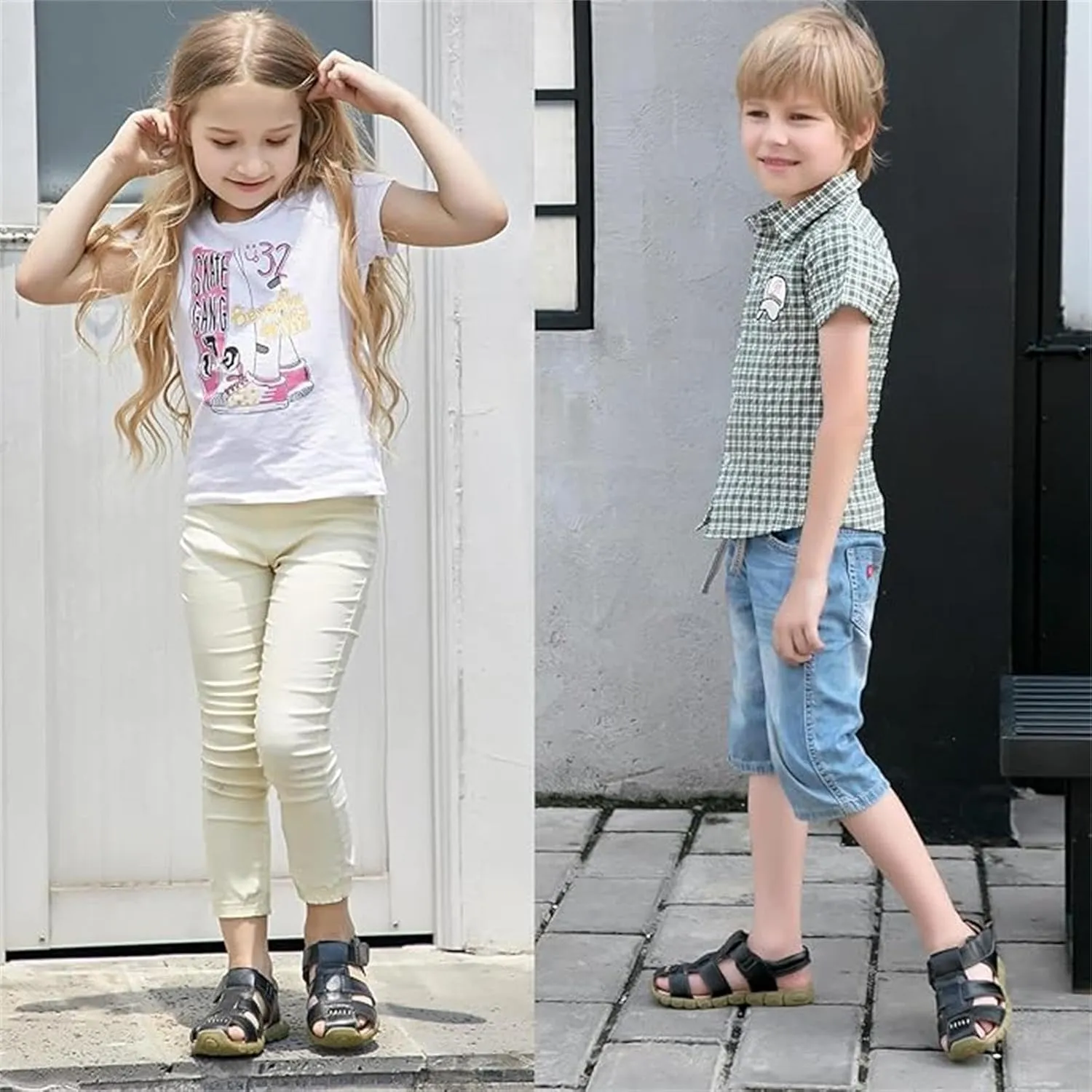 Boys Girls Leather Close Toe Outdoor Sports Sandals Beach Sandals