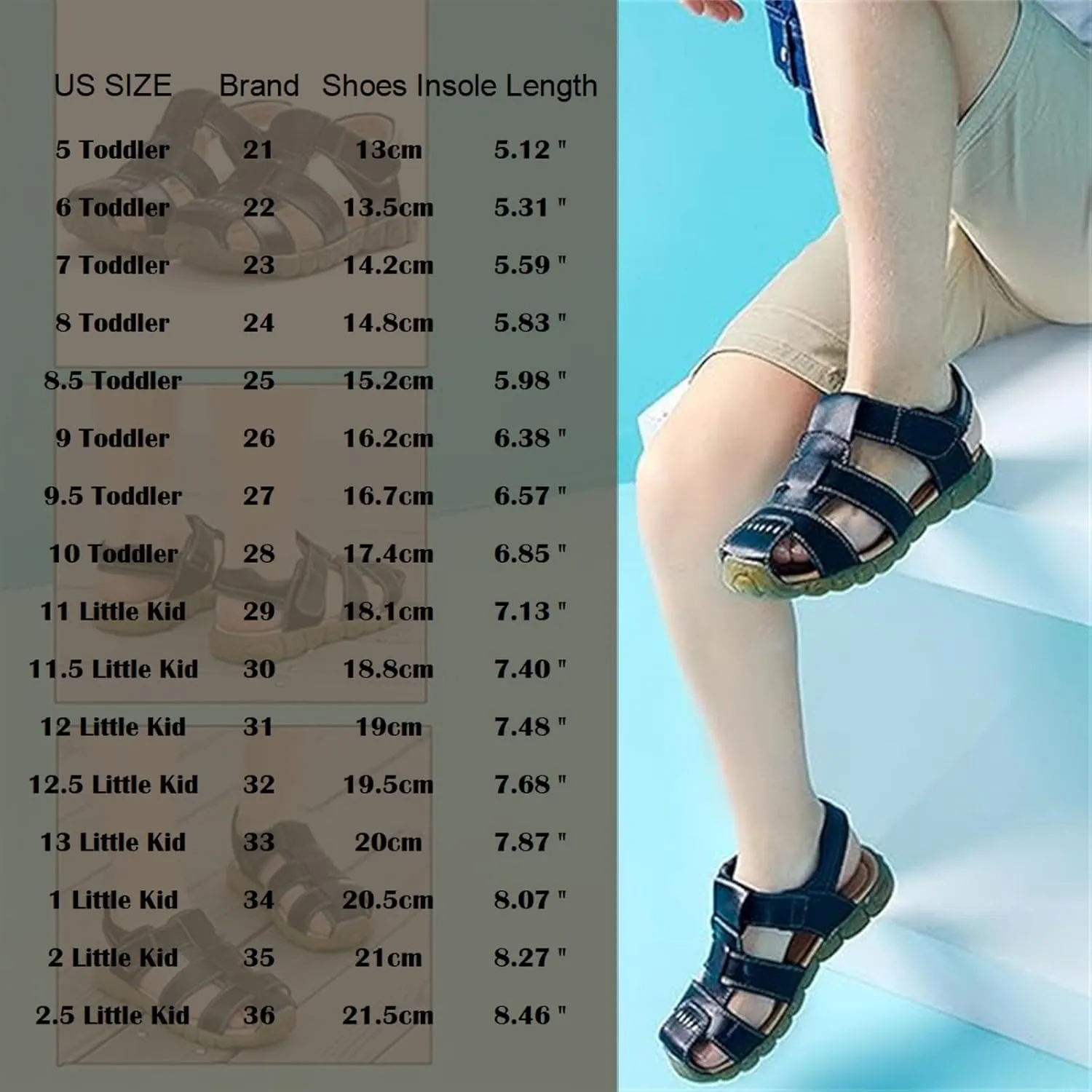 Boys Girls Leather Close Toe Outdoor Sports Sandals Beach Sandals
