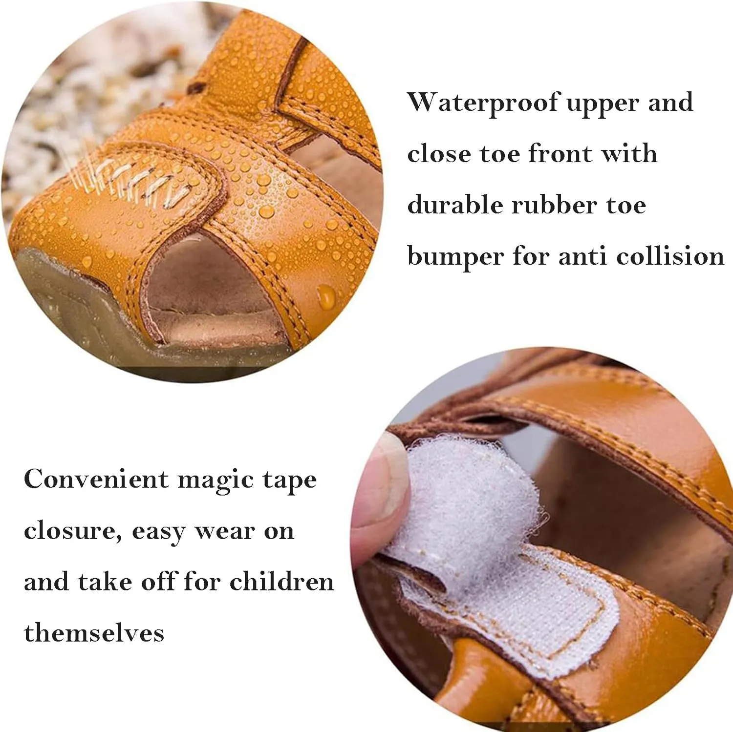 Boys Girls Leather Close Toe Outdoor Sports Sandals Beach Sandals