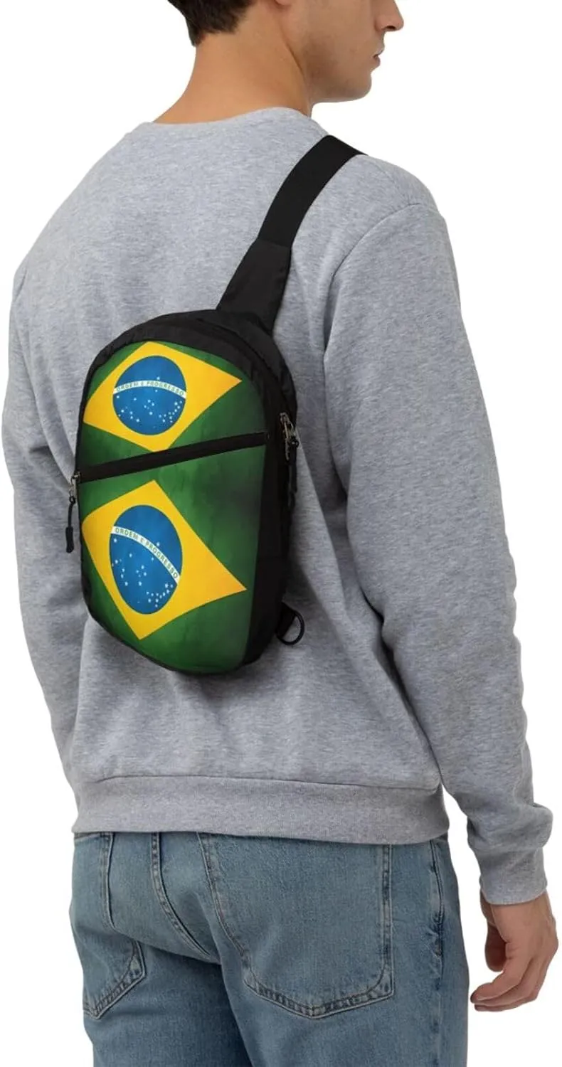 Brazil Brazilian Flag Portable Crossbody Bag Foldable Sling Bags Sports Gym Chest Daypack Reusable Shoulder Backpack Casual Diagonally Rucksack Fanny Packs