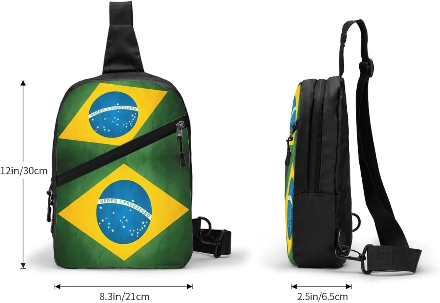 Brazil Brazilian Flag Portable Crossbody Bag Foldable Sling Bags Sports Gym Chest Daypack Reusable Shoulder Backpack Casual Diagonally Rucksack Fanny Packs