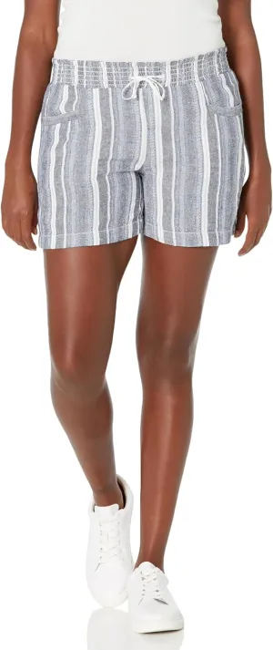 Briggs New York Women's Linen Pull on Drawstring Short with Welt Pockets