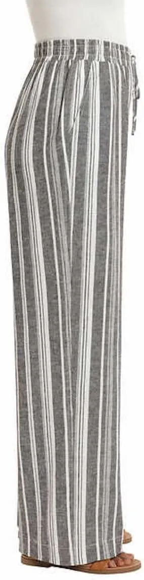 Briggs Women's Linen Blend Pant, Grey/White Stripe, Medium