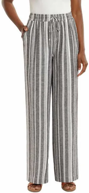 Briggs Women's Linen Blend Pant, Grey/White Stripe, Medium