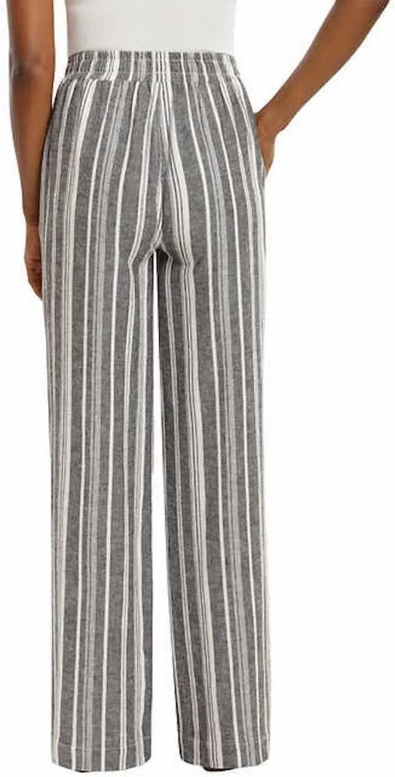 Briggs Women's Linen Blend Pant, Grey/White Stripe, Medium
