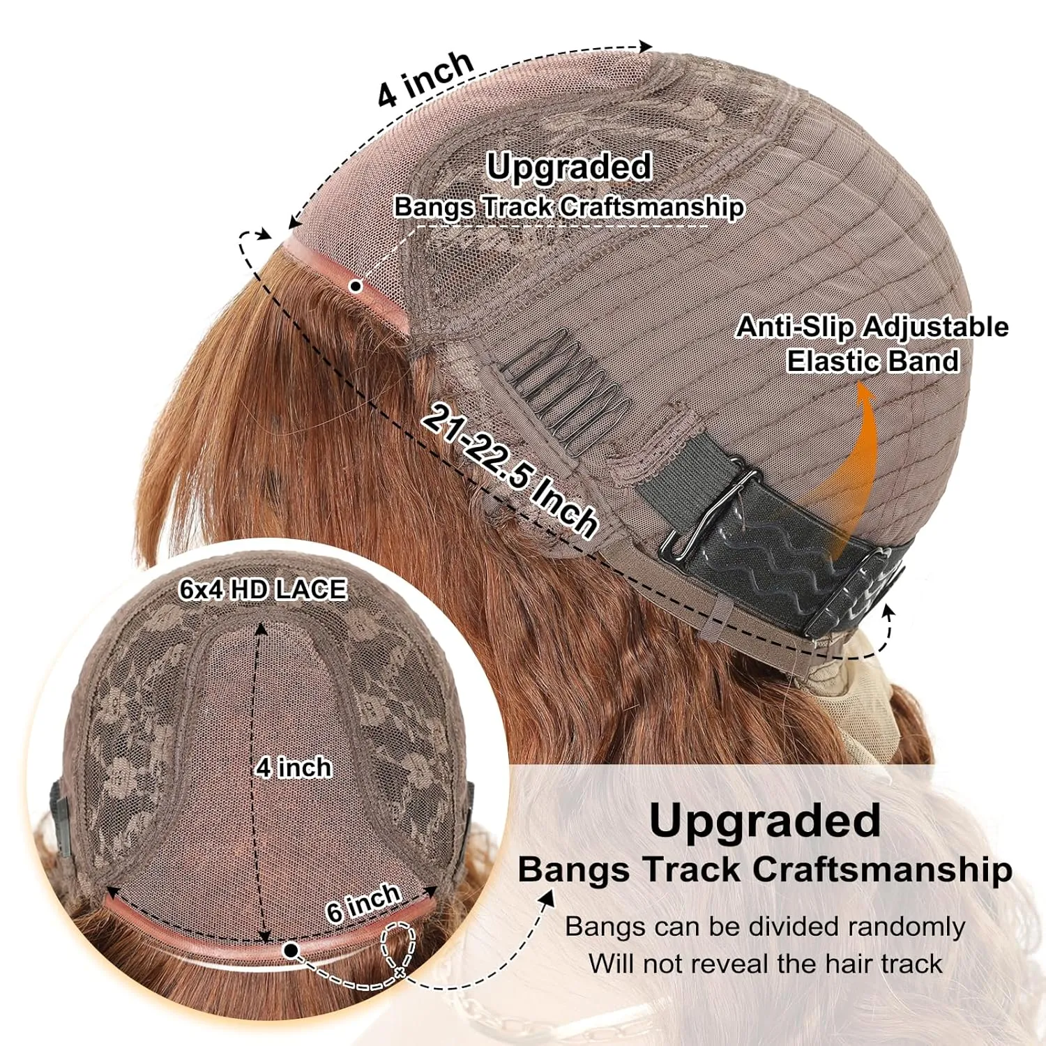 Brown 4# Body Wave Wig with Bangs Human Hair 6x4 HD Lace Front Closure Wigs Human Hair Glueless Ready to Wear and Go Color Colored Wigs Glueless for Black Women 16 Inch