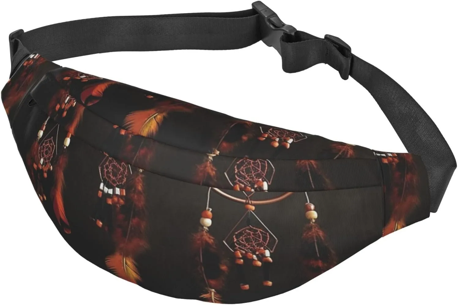 Bumbag Fanny Pack for Women Men Waist Pack Fashion Bum Bag Tiger Pattern Waist Bag for Sport Hiking Travel, Orange Metal Dream Catchers, One Size