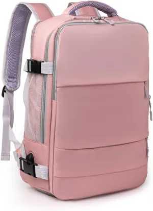 Business Smart Backpack， Waterproof fit 15.6 Inch Laptop Backpack，with USB Charqing Port,Travel Durable Backpack（pink，Cross zipper）