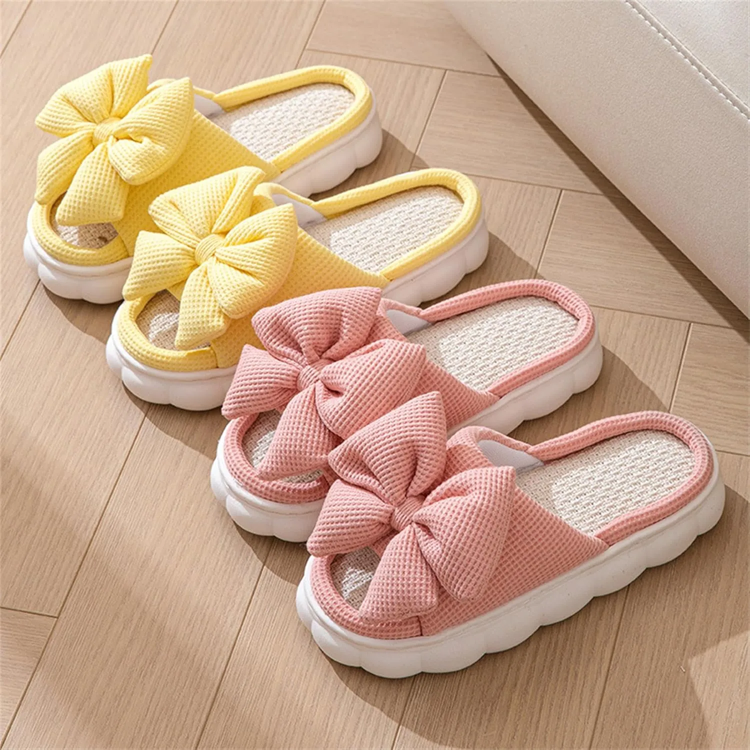 Butterfly cotton and linen slippers Home slippers Men's and women's seasonal slippers Cotton and linen slippers