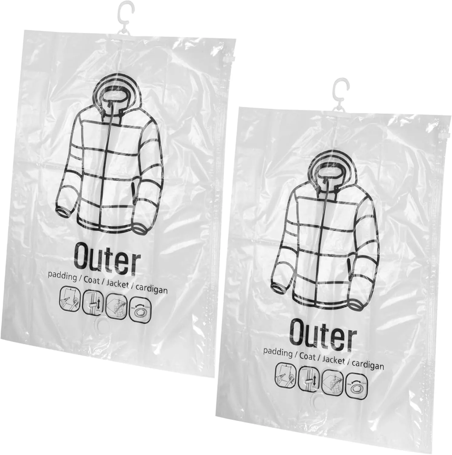 Cabilock 2pcs Hanging Vacuum Storage Bags for Clothes Compression Space Saver Bags for Travel and Home Organization Keep Bedding and Quilts Fresh and Dry