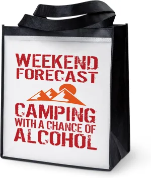 CafePress Weekend Forecast Camping Reusable Grocery Tote Bag Reusable Collapsible Grocery Bag