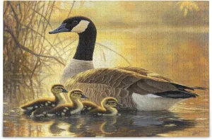 Canada Geese and Goslings 1000 Piece Jigsaw Puzzle for Adults Teenagers - Challenging Puzzle Perfect for Game Nights - Wooden Jigsaw