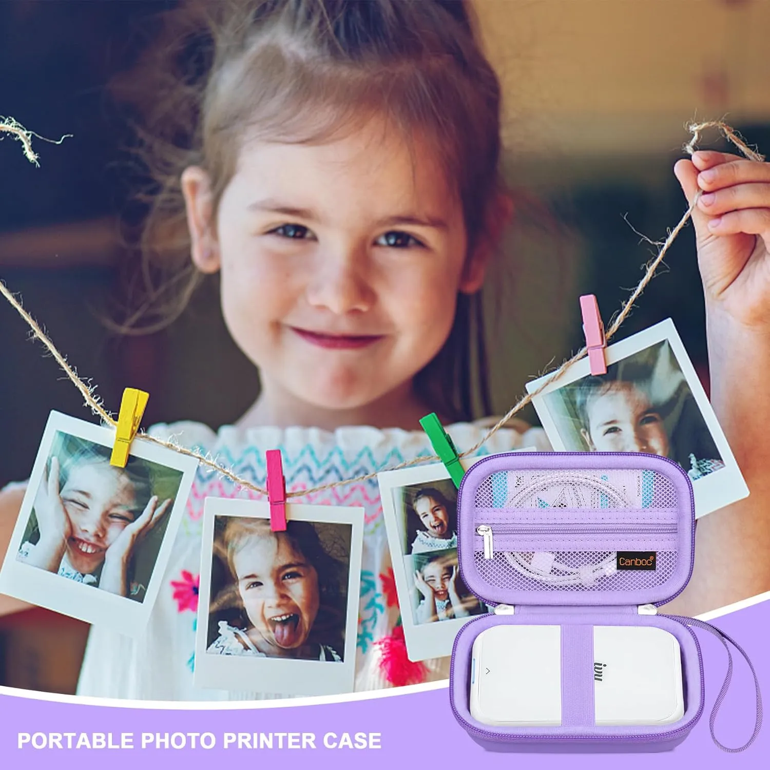 Canboc Carrying Case for Canon Ivy 2/Canon Ivy/Canon Ivy CLIQ 2 CLIQ 2 Mini Photo Printer Mobile Wireless Bluetooth Instant Camera Printer, Mesh Bag fit Photo Paper Cable, Purple