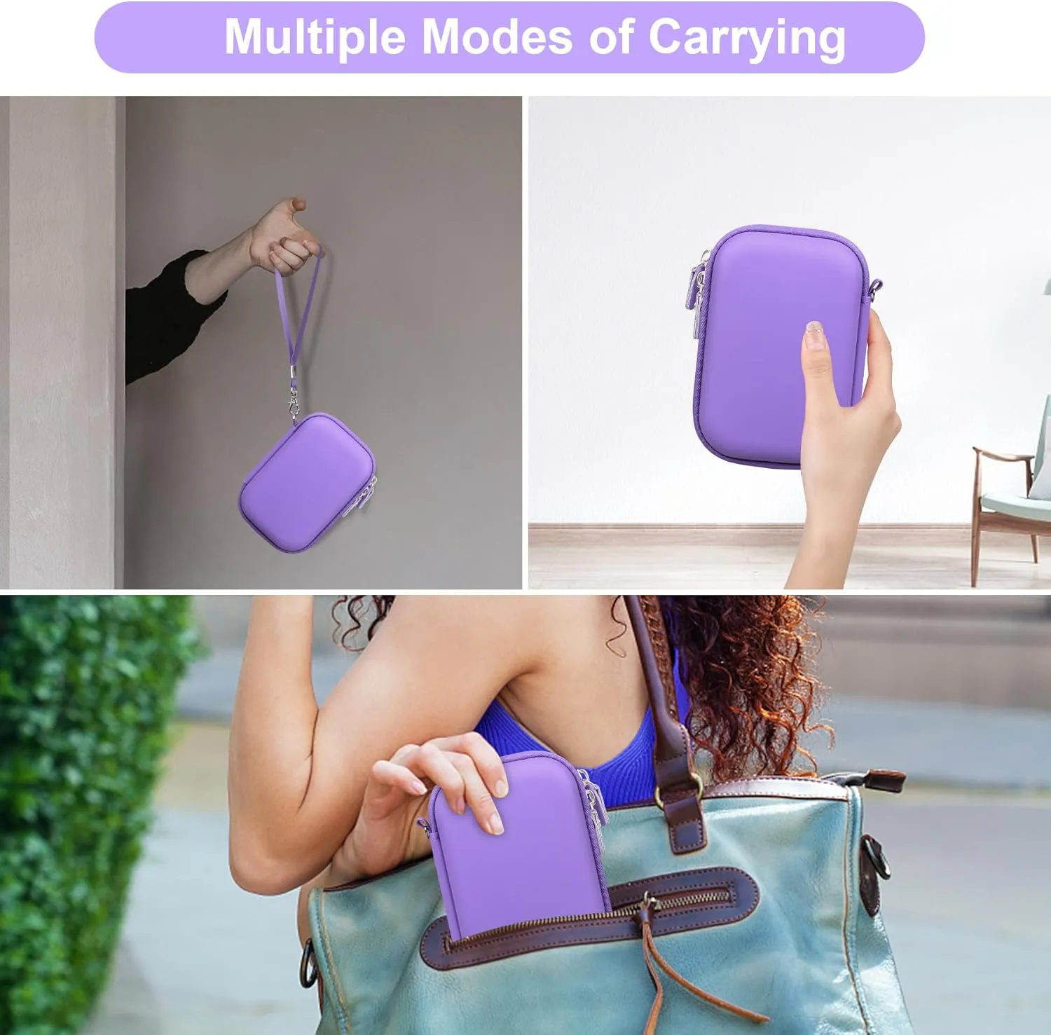 Canboc Carrying Case for Canon Ivy 2/Canon Ivy/Canon Ivy CLIQ 2 CLIQ 2 Mini Photo Printer Mobile Wireless Bluetooth Instant Camera Printer, Mesh Bag fit Photo Paper Cable, Purple