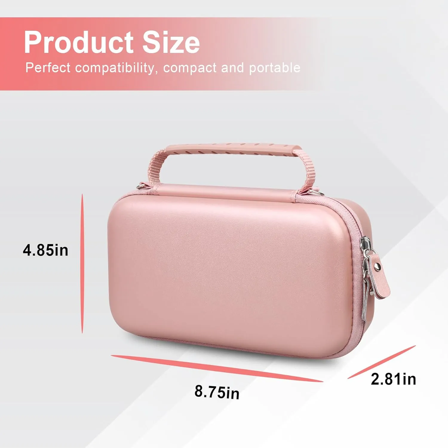 Canboc Travel Case for Portable Nebulizer, Handheld Nebulizer for Adults, Mesh Nebulizer Bag with Removable Shoulder Strap, Mesh Pocket fit Medication or Essentials, Rose Gold (Case Only)