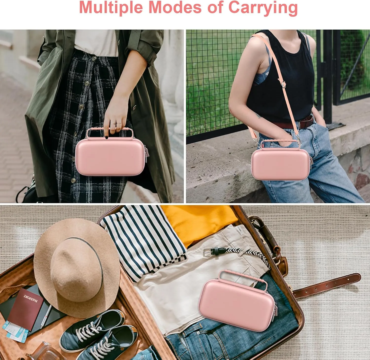 Canboc Travel Case for Portable Nebulizer, Handheld Nebulizer for Adults, Mesh Nebulizer Bag with Removable Shoulder Strap, Mesh Pocket fit Medication or Essentials, Rose Gold (Case Only)