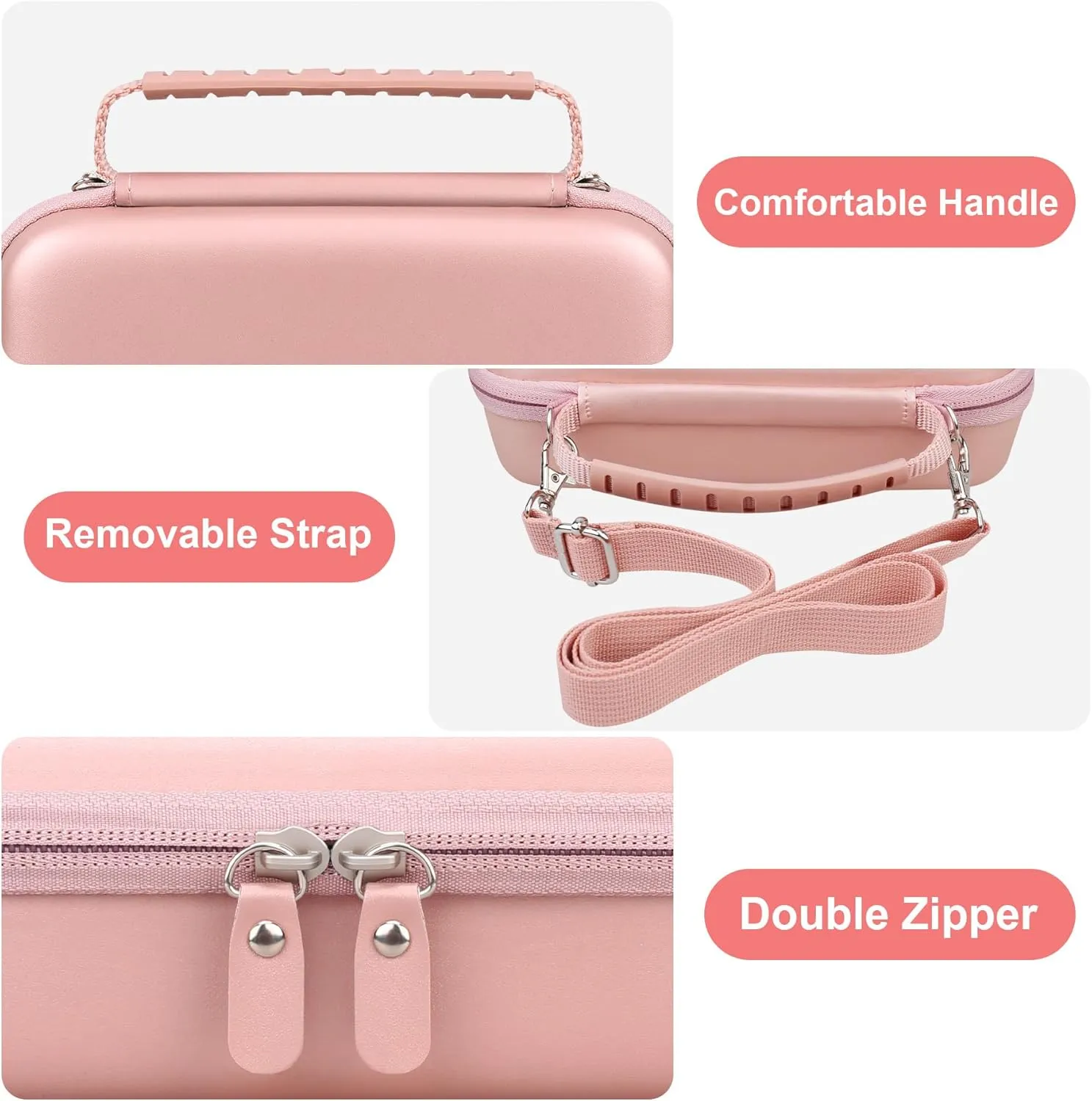 Canboc Travel Case for Portable Nebulizer, Handheld Nebulizer for Adults, Mesh Nebulizer Bag with Removable Shoulder Strap, Mesh Pocket fit Medication or Essentials, Rose Gold (Case Only)