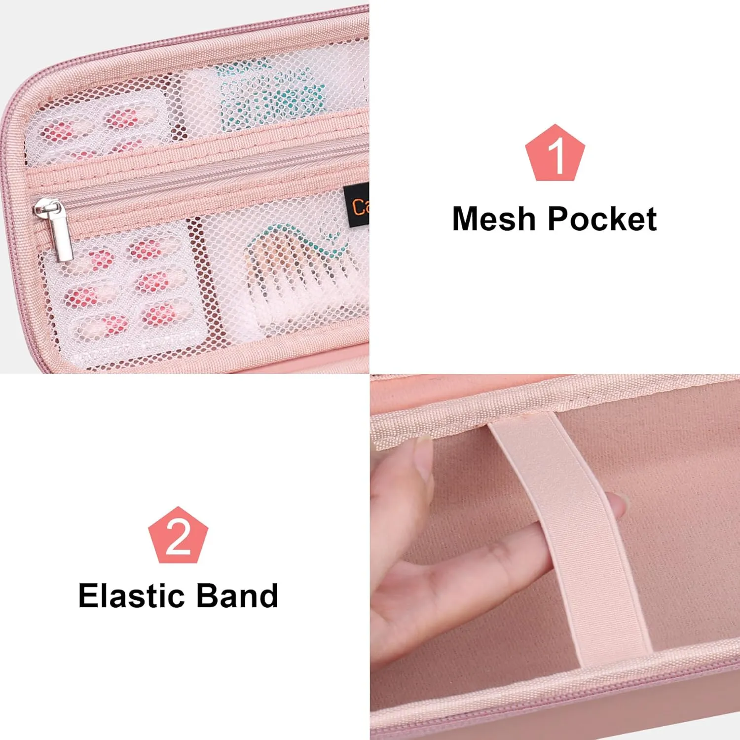 Canboc Travel Case for Portable Nebulizer, Handheld Nebulizer for Adults, Mesh Nebulizer Bag with Removable Shoulder Strap, Mesh Pocket fit Medication or Essentials, Rose Gold (Case Only)
