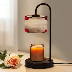 Candle Warmer Lamp with Timer Red Roses Border Flat Lay Rustic Wood Table for Valentine s Day Dimmable Wax Warmer with 4 Bulbs Birthday Gifts for Jar Candles Women House Warming New Home Decor