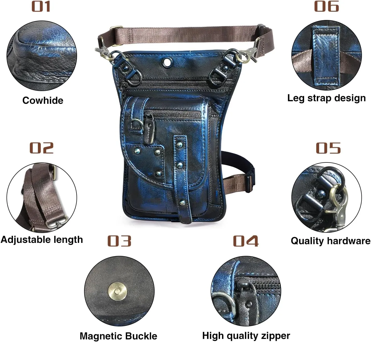 Canvas   Leather Motorcycle Travel Fanny Waist Pack Drop Thigh Leg Bag Pouch For Men Women FB2141