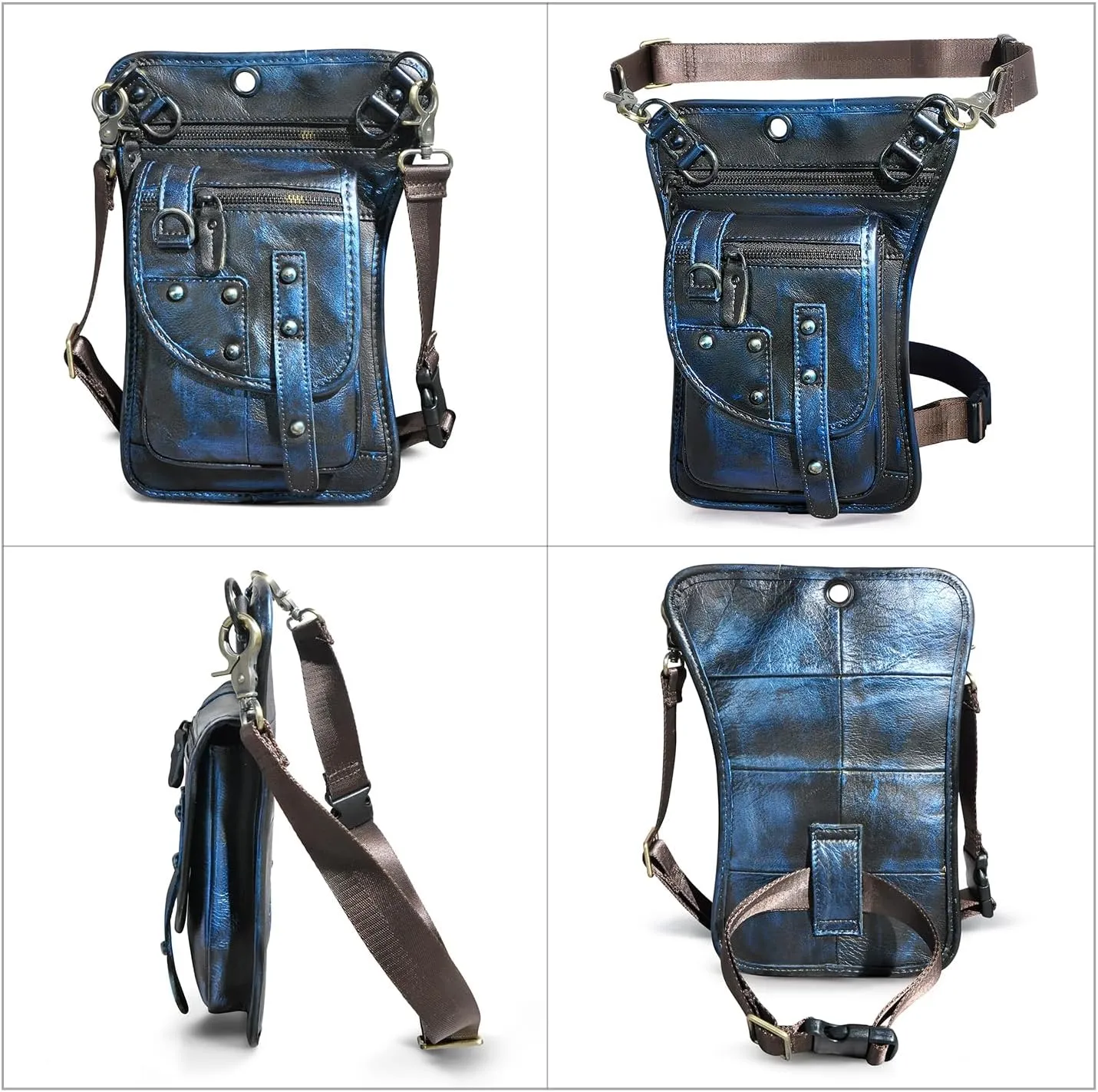 Canvas   Leather Motorcycle Travel Fanny Waist Pack Drop Thigh Leg Bag Pouch For Men Women FB2141