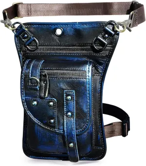 Canvas   Leather Motorcycle Travel Fanny Waist Pack Drop Thigh Leg Bag Pouch For Men Women FB2141